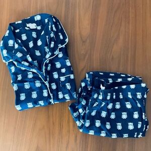 J. Crew 100% Cotton Owl Pajama Set, EUC